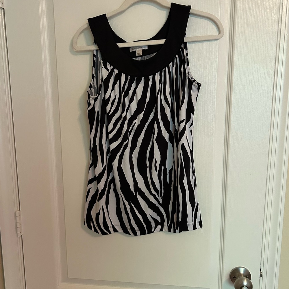 JohnPaulRichard Black and White Zebra Print Tank Top